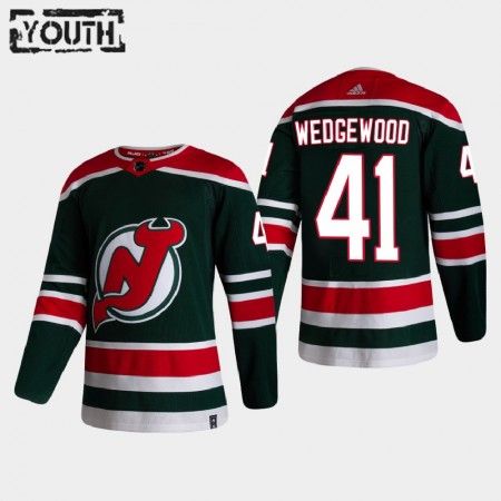 Kinder Eishockey New Jersey Devils Trikot Scott Wedgewood 41 2020-21 Reverse Retro Authentic